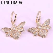 3Pair, Micro Pave Clear Zirconia insect Dangling Earrings Charm Crystal CZ Drop Earring Party Gold Jewelry 2024 - buy cheap