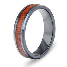 Anillo de cerámica para mujer y hombre, joyería fina de grano de madera Retro con incrustaciones simples de cristal austriaco, novedad de 2021 2024 - compra barato