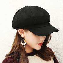 Autumn Winter Warm Women Girls Octagonal Hats Retro Woolen Cloth Artist Caps Painter Korean Style Lady Elegant Elastic Caps 2024 - buy cheap