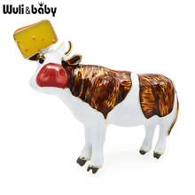 Wuli & baby-broches de vaca para mujer, alfileres, queso, vaca, ganado, ramillete, Año Nuevo, navidad, regalos de joyería de calidad 2024 - compra barato