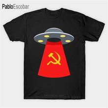 summer cotton t-shirt men brand tshirt Soviet UFO T-Shirt Funny Soviet UFO. male top tees fashion euro size 2024 - buy cheap