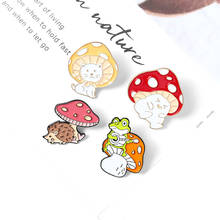 Makersland Cute Mushroom Brooches Cartoon Bag Clothes Lapel Pins Lovely Animal Pin Brooch For Kids Accessories Trend 2021 New 2024 - buy cheap