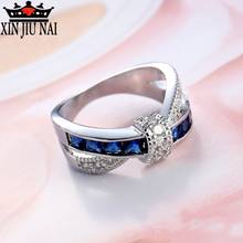 Anillo de zafiro multicolor con diseño original para mujer, sortija clásica con diseño de lazo denso con incrustaciones de diamantes completos para boda y Día de San Valentín, 2020 2024 - compra barato