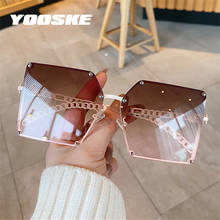 YOOSKE 2021 New Fashion Oversize Gradient Sunglasses for Women Vintage Alloy Chain Frame Rivet Square Sun Glasses Female Elegant 2024 - buy cheap