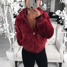 Autumn Winter Women Warm Faux Fur Hooded Velvet Bomber Jacket Female Red Black Fleece Teddy Coat Ladies Fluff Clothes Plus Size 2024 - buy cheap