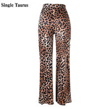Calças femininas com estampa de leopardo, calças com elástico na cintura, casuais para mulheres, calças com pernas largas e com listras laterais para primavera 2024 - compre barato