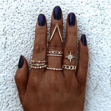 Modyle conjunto de anel de ouro folha do vintage estrela lua geométrica cristal anel conjunto feminino charme anel comum 2020 moda jóias 2024 - compre barato