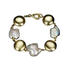 GG Jewelry 8'' Freshwater Keshi Pearl Gold Color Plated Bracelet 2024 - buy cheap