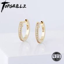 Круглые серьги TOPGRILLZ из серебра 925 пробы, 12 мм, сверкающие серьги с микрозакрепкой из фианита, модные ювелирные украшения, подарок для женщин 2024 - купить недорого