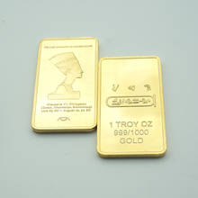 Réplica barra de barras de ouro egito rainha cleópatra vii philopator pirâmide 1 troy oz barras de ouro 50*28*3mm moedas colecionáveis 2024 - compre barato