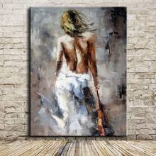 Retrato de chica Sexy grande pintado a mano, lienzo hecho a mano, pintura al óleo desnuda moderna para dormitorio, arte de pared, 100% 2024 - compra barato