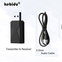 Kebidu-mini transmissor e receptor de áudio, com cabo de 3.5mm, bluetooth 5.0, usb estéreo, adaptador handsfree para carro, headset bluetooth, alto-falante 2024 - compre barato