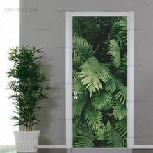 Pegatina de PVC autoadhesiva para puerta, papel tapiz de hoja de planta, calcomanía de puerta verde, decoración creativa moderna para sala de estar, dormitorio y hogar 3D 2024 - compra barato