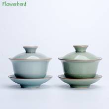 Sancai Gaiwan Lidded Ceramic Porcelain Tea Cup Teaware Ge Kiln Glaze Can Be Raised Tea Set Accessories Teacup Household Tea Cup 2024 - buy cheap