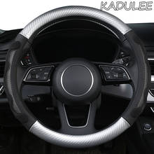 KADULEE Microfiber Leather Car Steering Wheel Cover For Hyundai i20 i30 i40 Tucson Solaris ix35 Creta Santa fe Kona Elantra 2024 - buy cheap