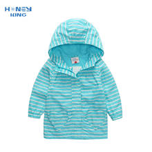 Honeyking jaqueta infantil corta-vento, roupa para bebê, jaqueta listrada fina, casaco com capuz para meninos e meninas 2024 - compre barato
