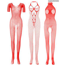 SHENGRENMEI Sex Lingerie Open Crotch Bodysuit Teddy Porno Body Stockings Sexy Sleepwear Hot Mesh Nighties Erotic Plus Size Women 2024 - buy cheap