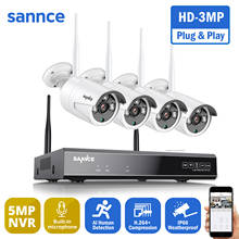 SANNCE-Sistema inalámbrico NVR CCTV, cámara IP de 3MP, grabación de Audio por WIFI, IR, Vison nocturna, Kit de vigilancia para el hogar 2024 - compra barato