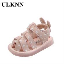 ULKNN Baby Sandals Children's Soft-soled Toddler Shoes Luminous Rabbit Ears Roman Flat-Bottom Baby Shoes Cute Summer Sandals 2024 - buy cheap