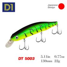 D1 minnow iscas de pesca artificiais 130sp 22g, iscas de pesca artificiais wobbler, para robalo, profundidade de 1.2m, acessórios de pesca 2024 - compre barato