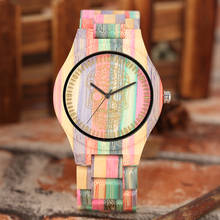 Reloj de madera de cuarzo para hombre y mujer, cronógrafo con diseño de esqueleto, correa de madera de bambú colorida, pulsera, regalo 2024 - compra barato