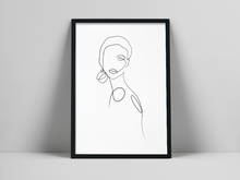 Beautiful face line drawing print, Woman one line art, Black and white fashion print, face printable wall art, Minimalist pt po 2024 - buy cheap