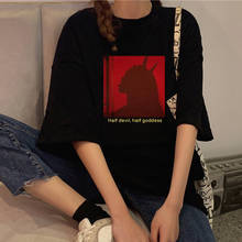 Женская Винтажная футболка с коротким рукавом, Готическая Повседневная футболка с принтом полудьявола, ангела, Харадзюку, большие размеры 2024 - купить недорого