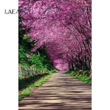 Laeacco Pink Spring Backdrop For Photography Blossom Flowers Tree Park Garden Way Scenic Photographic Background Photo Studio 2024 - buy cheap