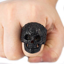 Rock Skulls Rings for Men 316L Stainless Steel Punk Carved Pattern Black Gold Tone Mens Ring Halloween Jewelry HR175 2024 - buy cheap