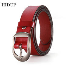 HIDUP-cinturones de piel auténtica para mujer, diseño de buena calidad, hebilla de Pin, aleación de Metal, accesorios para mujer, 2,8 cm de ancho, AKWJ034 2024 - compra barato