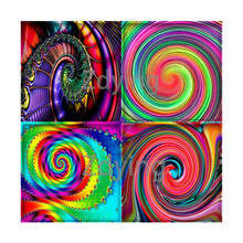 Zdie imagem de arte geométrica espiral colorida, 10 peças, forma quadrada, cabochão de vidro, costas planas, para brinco, broche, joias, achados 2024 - compre barato