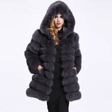Winter New Faux Fox Fur Coat Hooded Women Fake Fox Fur Jacket Female Thick Warm Artifical Fox Fur Coats Long Outerwear LJLS131 2024 - buy cheap