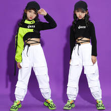 Fashion Hip Hop Girls Street Dance Clothing Green Half Sleeve White Cargo Pants Teens Jazz Hip Hop Costume Stage Outfits BL5740 2024 - buy cheap