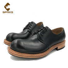 Sipriks Men's Derby Shoes Black Calf Leather Goodyear Dress Shoes Thick Leather Outsoled Boots Italian Craft Gents Suits Social 2024 - buy cheap