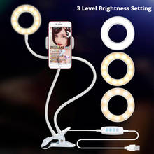 Anillo de luz LED con brazo largo Flexible para selfi, soporte para teléfono móvil, Clip de escritorio, lámpara de anillo Usb para teléfono, Youtube, transmisión en vivo VK 2024 - compra barato