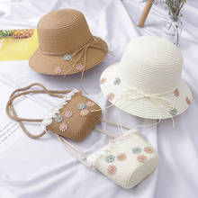 2020 Spring And Summer Children's Straw Hat Parent-child Little Cute Small Shoulder Bag Set Girl Fisherman Basin Hat Big Brim 2024 - buy cheap