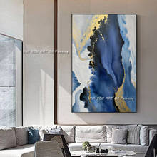 Large Abstract Blue Yellow Handmade Oil Painting Modern Canvas Art Fashion Wall Pictures for Living Room Big Blue Home Art 2024 - buy cheap