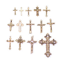 Wholesale Gold Cross Alloy Charms And Pendants 14pcs Accessories For Jewelry Making Handmade Materials Findings DIY Fashion Gift 2024 - buy cheap