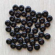 Fashion good quality natural black onyx round shape big hole beads 8x14mm for jewelry marking 50pcs/lot wholesale free shipping 2024 - buy cheap