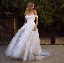A-line Boho Wedding Dresses Cap Sleeve Europe Style Beach Wedding Dress  Lace Appliques Romantic Vestidos Novia Raso W0485 2024 - buy cheap