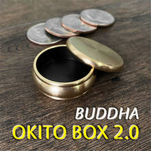 Волшебные фокусы с изображением Будды коробка Okito 2,0 + за полдоллара, магические фокусы, Волшебная монета для фокусов иллюзия, трюк, реквизит 2024 - купить недорого