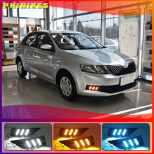 1 Set DRL With Yellow Turning Signal Car DRL LED Daytime Running Light Fog Light For Skoda Rapid 2018 2024 - buy cheap