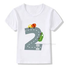 Boys Kwaii Car 1-9 Birthday Number Print T Shirt Children Birthday Boy Car Lover T-shirts Boy&Girl Funny Gift Tshirt Present 2024 - buy cheap