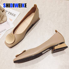 Women Shoes Low Wooden Low Heel Ballet Square Toe Shallow Buckle Brand Shoes Square Heel Slip On Loafers Zapatos De Mujer 2024 - buy cheap
