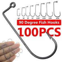 100PCS/lot Aberdeen Offset Jig Fishing Hook High Carbon Steel 90 Degree Shank Bent Saltwater Jig Hooks 2024 - buy cheap