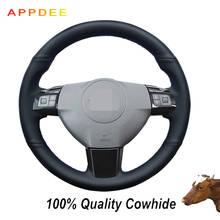 Black Genuine Leather Steering Wheel Cover for  opel astra 2005 2006 vauxhall astra 2024 - buy cheap