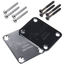 Electric Guitar Bass Neck Plate & Screws For Strat Tele S T TL -- Chrome or Black 2024 - buy cheap