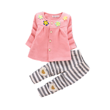 Spring Autumn Children Fashion Clothes Baby Girls Pringt Striped Jacket Pants 2Pcs/sets Kids Infant Clothing Toddler Tracksuit 2024 - buy cheap