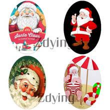 ZDYING 13*18mm/18x25mm Vintage Santa Claus Pattern Oval Glass Cabochon Christmas Flatback Dome Jewelry Finding Pendant base 2024 - buy cheap