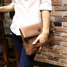 Bolsa de mão masculina de couro, bolsa de mão tipo envelope marrom vintage para homens 2024 - compre barato